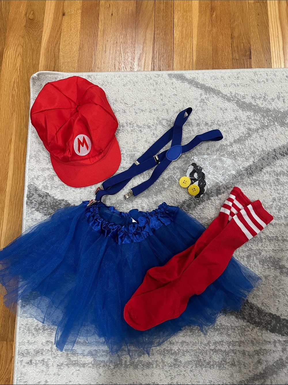 Mario Costume Super Plumber Dress-Up Set - Red Hat & Blue Tulle Skirt